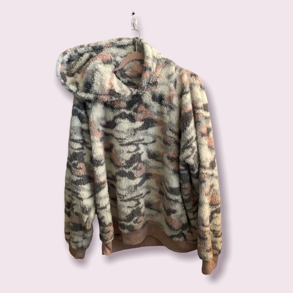 2096 Secret Treasures Sleepwear Pink Fluffy Hooded Sleep Sweatshirt Size 2X